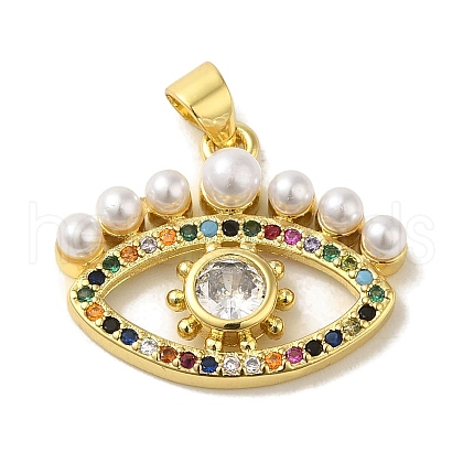 Brass Micro Pave Cubic Zirconia Pendants KK-Z042-29G-04-1