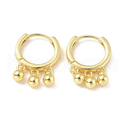 Brass Triple Ball Dangle Hoop Earrings for Women EJEW-A070-12G-1