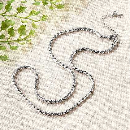 304 Stainless Steel Rope Chain Necklaces for Women NJEW-Q026-02P-1