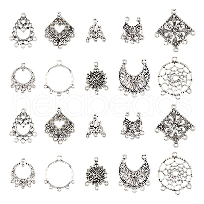 DICOSMETIC 80Pcs 10 Styles Tibetan Style Alloy Chandelier Component Links FIND-DC0006-05-1