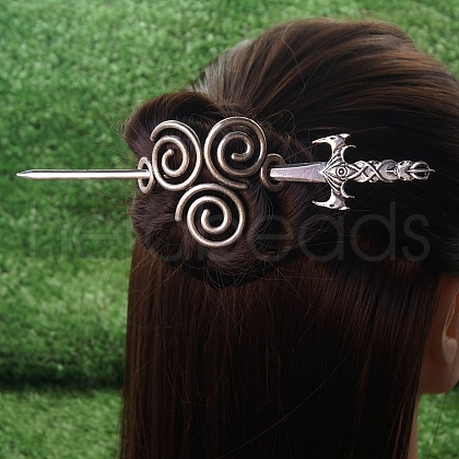 Antique Silver Viking Hair Sticks Hair Pin PW-WG2F806-23-1