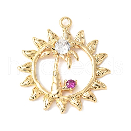 Brass Micro Pave Clear Cubic Zirconia Pendants KK-U064-05G-1