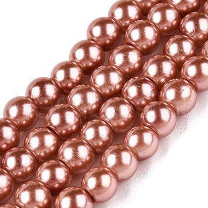 Baking Painted Pearlized Glass Pearl Round Bead Strands HY-Q003-6mm-50-A-1
