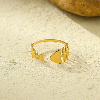 304 Stainless Steel Adjustable Open Cuff Rings for Women RJEW-Z089-04G-02-1