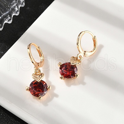 Heart Brass Micro Pave Cubic Zirconia Hoop Earrings EJEW-D318-02KCG-1