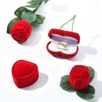 1Pc Valentine's Day Cherry Shaped Velvet Ring Gift Boxes VBOX-YW0001-01-1