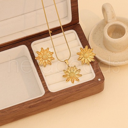 304 Stainless Steel Pendant Necklaces & Stud Earrings Sets FS-WGB7A35-02-1