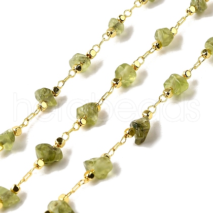 Handmade Natural Peridot Chip Beaded Chains CHC-F020-10G-03-1