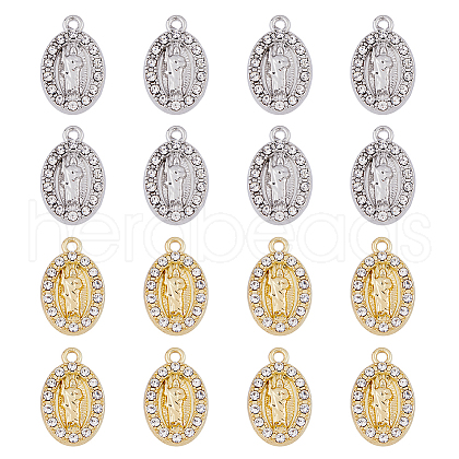 SUPERFINDINGS 20Pcs 2 Colors Alloy Micro Pave Cubic Zirconia Pendants FIND-FH0008-96-1