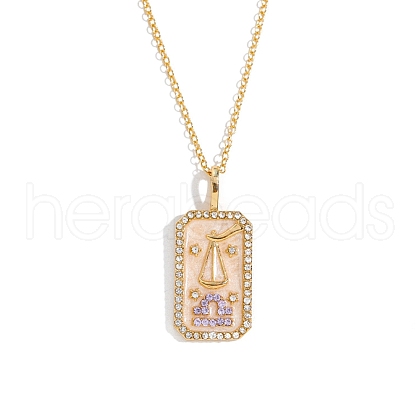 Brass Micro Pave Cubic Zirconia Rectangle with Constellation Pendant Necklaces PW-WG95654-06-1