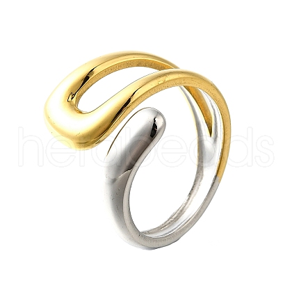304 Stainless Steel Open Cuff Rings RJEW-M074-03PG-1