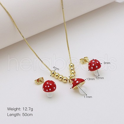 Alloy Enamel Pendant Necklace & Stud Earring FS-WGCD19A-02-1