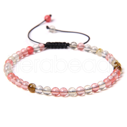 Adjustable Women's Watermelon Stone Glass Beaded Bracelet CN3407-1-1