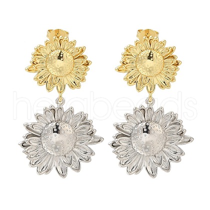 Rack Plating Flower Brass Stud Earrings EJEW-H016-16GP-1