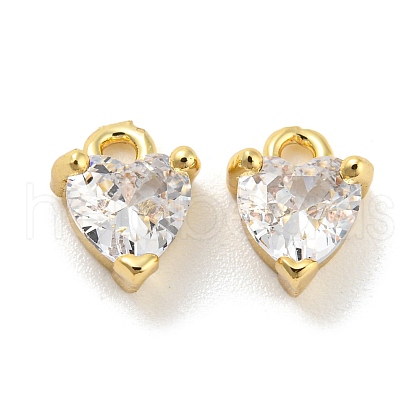 Rack Plating Brass Micro Pave Cubic Zirconia Charms KK-C038-08G-1