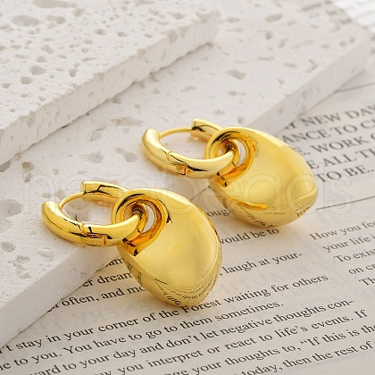 Teardrop Brass Hoop Earrings for Women EJEW-U055-18G-1