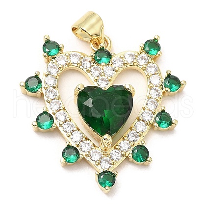 Rack Plating Brass Micro Pave Cubic Zirconia Pendants KK-A185-14G-1