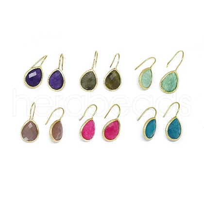 Natural Gemstone Dangle Earrings EJEW-L228-01-1