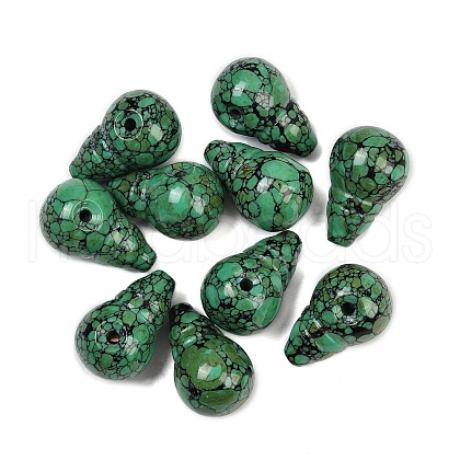 Dyed Synthetic Turquoise 3 Hole Guru Beads G-C198-01C-06-1