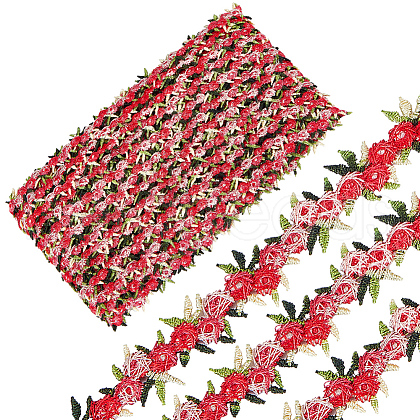 15 Yards Flower Polyester Embroidery Lace Ribbon OCOR-WH0070-77F-1