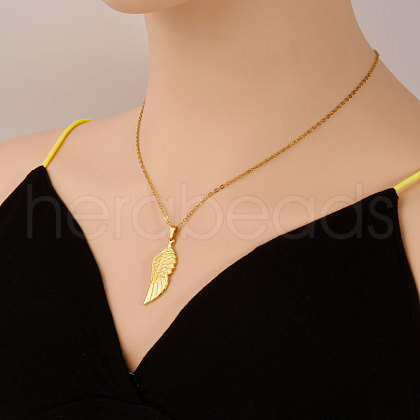 Stainless Steel Angel Wing Pendant Necklaces for Women WY0502-2-1