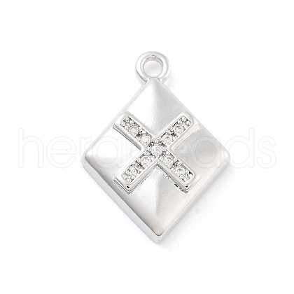 Brass Micro Pave Clear Cubic Zirconia Pendants ZIRC-I067-01E-1