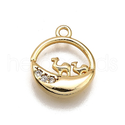 Brass Micro Pave Clear Cubic Zirconia Pendants KK-G530-01B-G-1