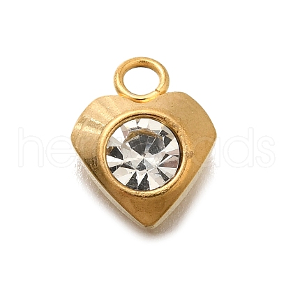 304 Stainless Steel Pave Cubic Zirconia Charms STAS-D310-07G-01-1