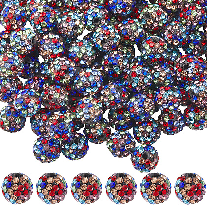 SUNNYCLUE 100Pcs Polymer Clay Pave Rhinestone Beads RB-SC0001-14-1