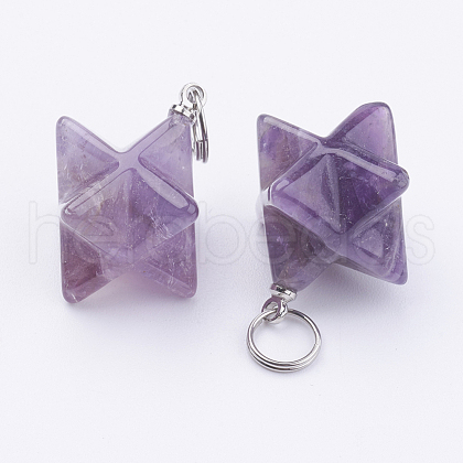 Natural Amethyst Pendants X-G-E398-01B-1