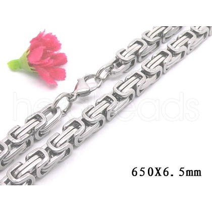 Non-Tarnish 201 Stainless Steel Byzantine Chain Necklaces NJEW-V0299-05-1