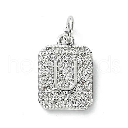 Rack Plating Brass Micro Pave Clear Cubic Zirconia Charms KK-G501-01U-P-1