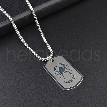 Rectangle with Constellation Alloy Pendant 316L Surgical Stainless Steel Chain Necklaces WG3A89F-05-1