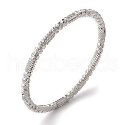 Non-Tarnish Texture Ion Plating(IP) 304 Stainless Steel Bangles for Women BJEW-K252-02P-1
