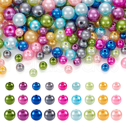  540Pcs 27 Style Spray Painted ABS Plastic Imitation Pearl Beads OACR-TA0001-18-1