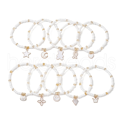 10Pcs 10 Styles Glass Seed Beads Stretch Bracelet Sets BJEW-MZ00095-1