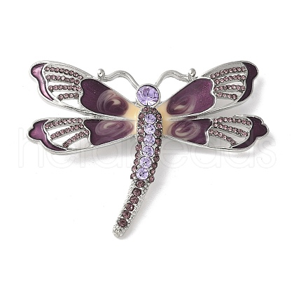 Dragonfly Alloy Rhinestone Brooches for Backpack Clothes JEWB-M067-05B-P02-1