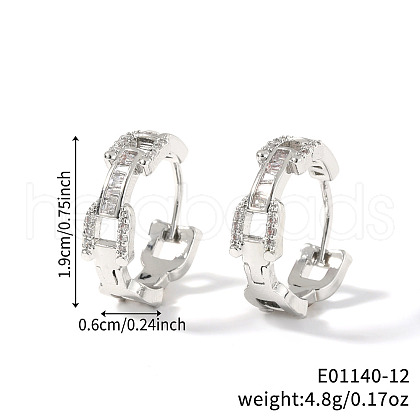 Fashionable Brass Cubic Zirconia Ring Hoop Earrings DR3389-10-1