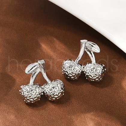 Cherry Brass Stud Earrings EJEW-F895-18P-1