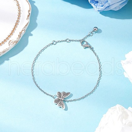 Tibetan Style Alloy Butterfly Link Bracelets BJEW-JB11795-1
