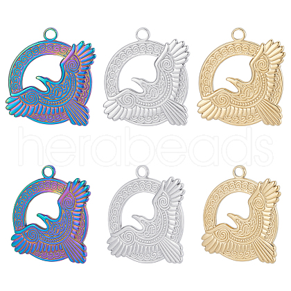 CREATCABIN 9Pcs 3 Colors 201 Stainless Steel Pendants STAS-CN0001-62-1
