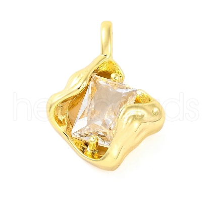 Brass Pave Clear Cubic Zirconia Pendants KK-Z051-01G-03-1