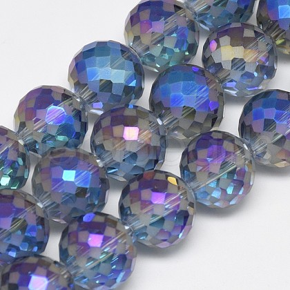 Electroplate Glass Beads Strands EGLA-Q086-12mm-03-1
