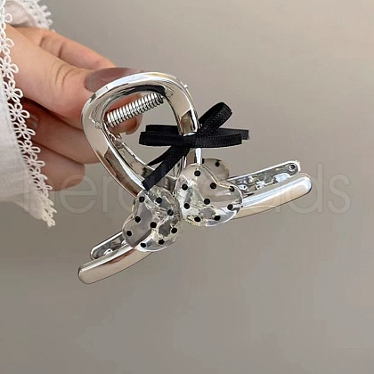 Polka Dot Love Heart Bow Shape Cellulose Acetate Alloy Claw Hair Clips PW-WG7C275-01-1