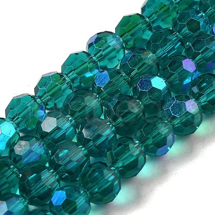 Electroplate Transparent Glass Beads Strands EGLA-A035-T8mm-L12-1