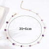 Natural Amethyst Nuggets & Brass Handmade Link Chain Necklaces for Women BQ6884-3