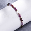 Faceted Round Natural Grey Agate & Red Agate & Amethyst Braided Bead Bracelets BJEW-F493-09G-03-3