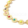 Colorful Enamel Flower Link Chain Bracelet X-BJEW-JB09940-2