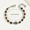 Stainless Steel & Natural Tiger Eye Round Beaded Bracelets XY1964-4