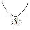 Braided Glass Seed Bead Spider Pendant Necklaces NJEW-MZ00036-01-1